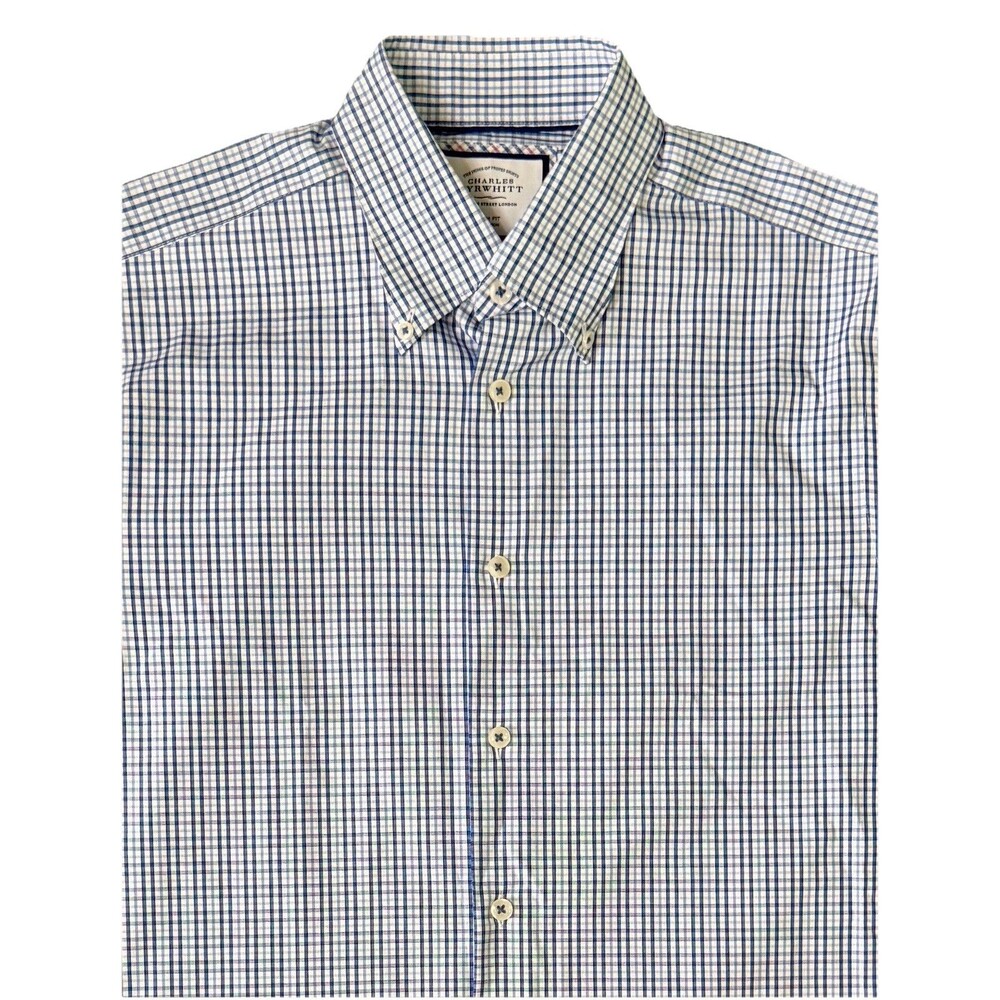 Charles Tyrwhitt Shirt Mens 15.5/35 Blue Non Iron Slim Fit Business Date Night